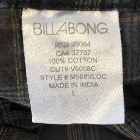 Billabong  men’s dress shirt brown/black plaid SZ L - Picture 12 of 12